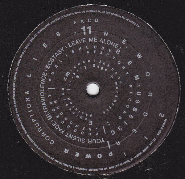 New Order : Power, Corruption And Lies (LP, Album, Bla)