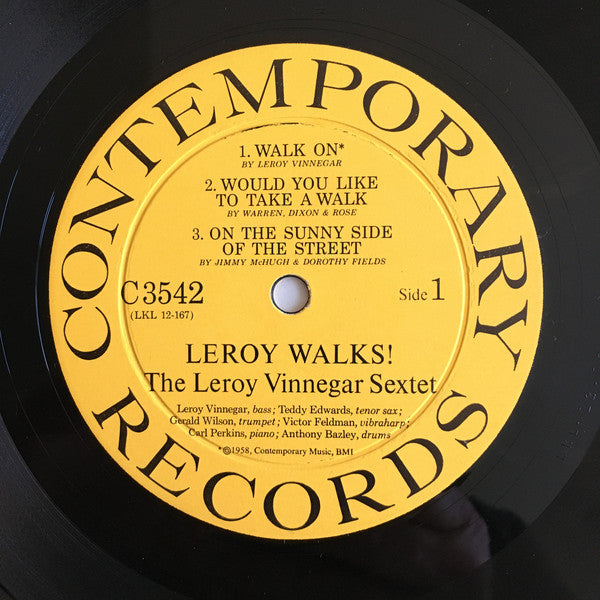 Leroy Vinnegar Sextet : Leroy Walks! (LP, Album, Mono)