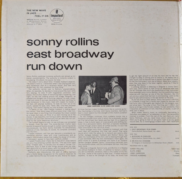 Sonny Rollins : East Broadway Run Down (LP, Mono, Gat)