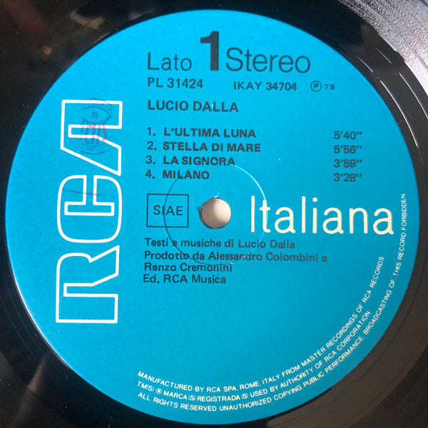 Lucio Dalla : Lucio Dalla (LP, Album, Gat)
