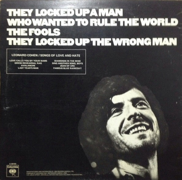 Leonard Cohen : Songs Of Love And Hate (LP, Album, RE)