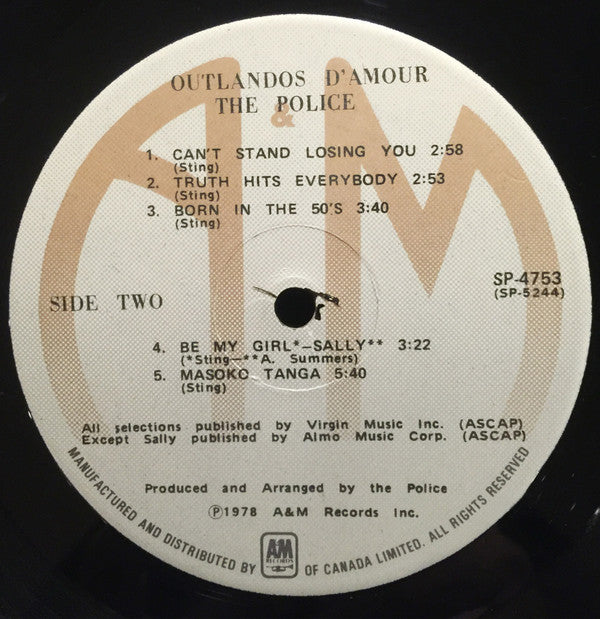 The Police : Outlandos D'Amour (LP, Album)