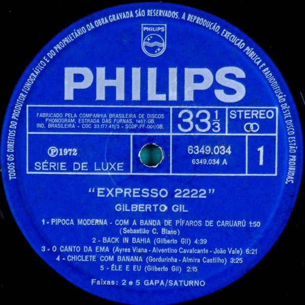 Gilberto Gil : Expresso 2222 (LP, Album)