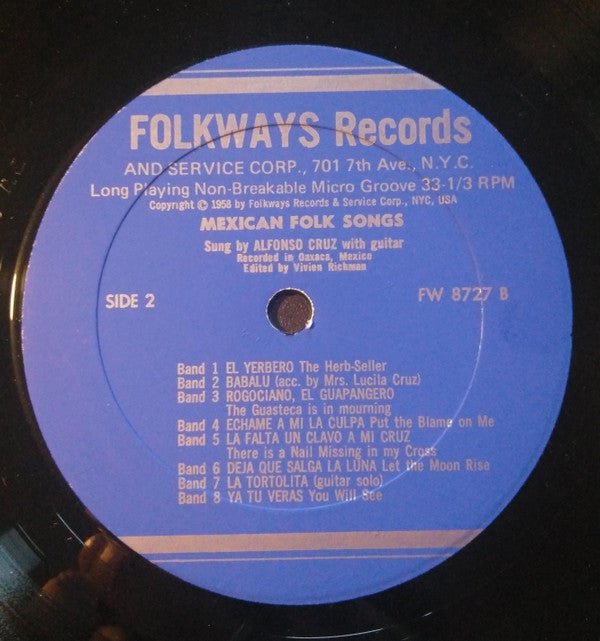 Alfonso Cruz Jimenez : Folk Songs Of Mexico (LP)