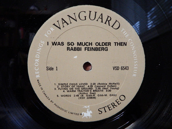 Rabbi Abraham Feinberg : I Was So Much Older Then (LP, Album)