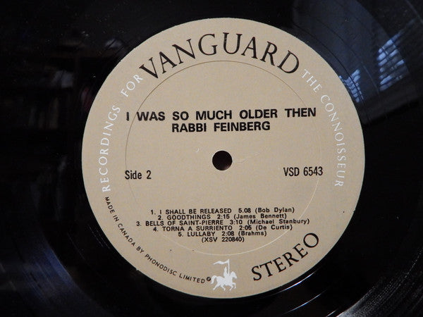 Rabbi Abraham Feinberg : I Was So Much Older Then (LP, Album)