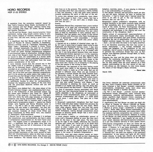 Karl Berger & Ingrid Berger : Changing The Time (2xLP, Album)