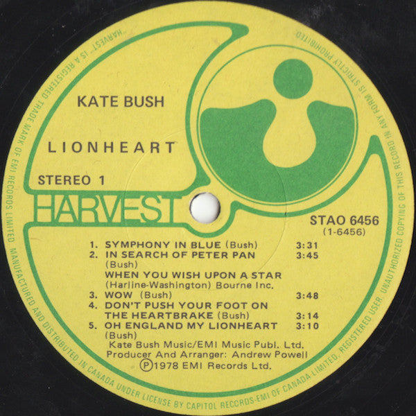 Kate Bush : Lionheart (LP, Album, Gat)