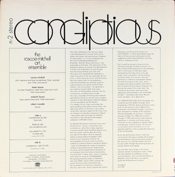 The Roscoe Mitchell Art Ensemble : Congliptious (LP, Album)