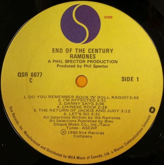 Ramones : End Of The Century (LP, Album, CBS)