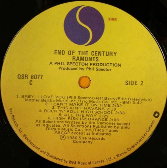 Ramones : End Of The Century (LP, Album, CBS)