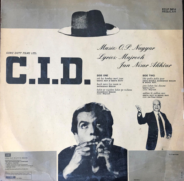 O. P. Nayyar, Majrooh*, Jan Nisar Akhtar : C.I.D. (LP, RE)