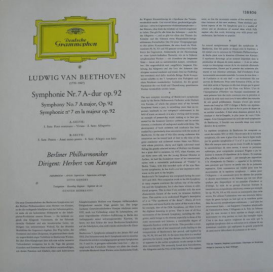 Ludwig Van Beethoven, Berliner Philharmoniker ∙ Herbert von Karajan : Symphonie Nr. 7 (LP, RP)