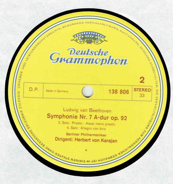 Ludwig Van Beethoven, Berliner Philharmoniker ∙ Herbert von Karajan : Symphonie Nr. 7 (LP, RP)