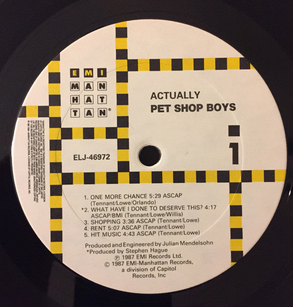 Pet Shop Boys : Actually (LP, Album)