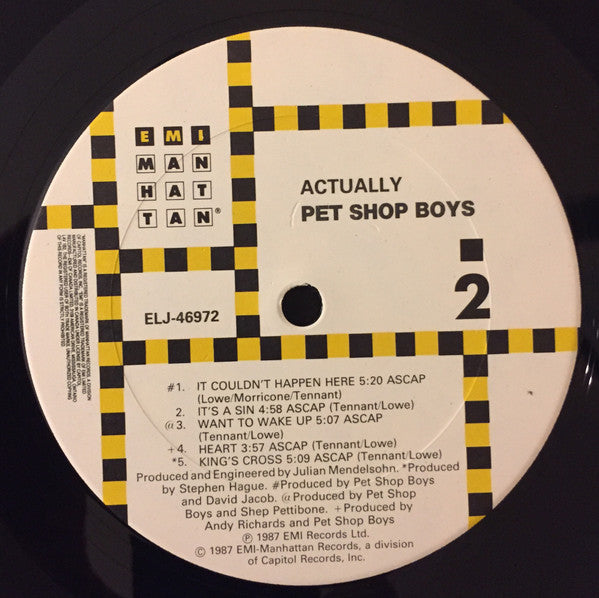 Pet Shop Boys : Actually (LP, Album)