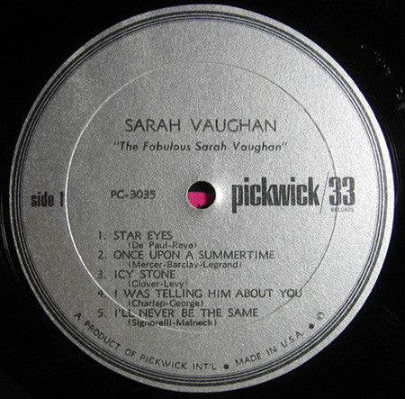 Sarah Vaughan : The Fabulous Sarah Vaughan (LP, Mono)