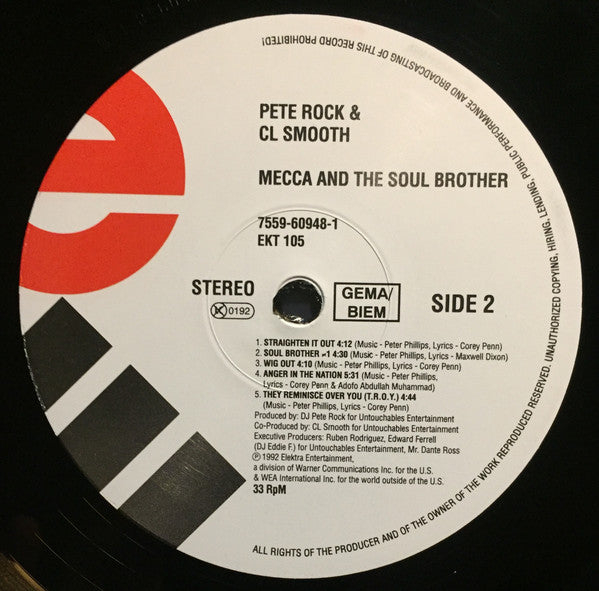 Pete Rock & C.L. Smooth : Mecca And The Soul Brother (2xLP, Album, RP)