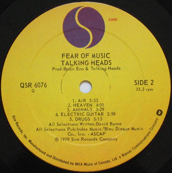 Talking Heads : Fear Of Music (LP, Album, Qua)
