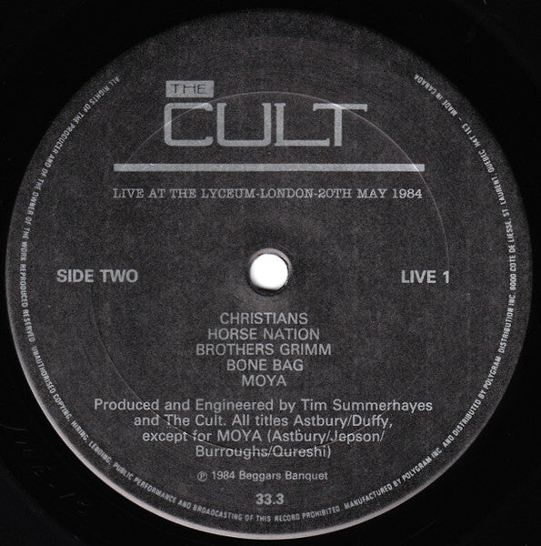 The Cult : Live At The Lyceum - London - 20th May 1984 (LP, Album)