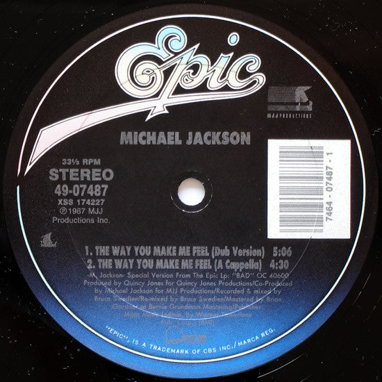 Michael Jackson : The Way You Make Me Feel (Special 12" Single Mixes) (12", Single)