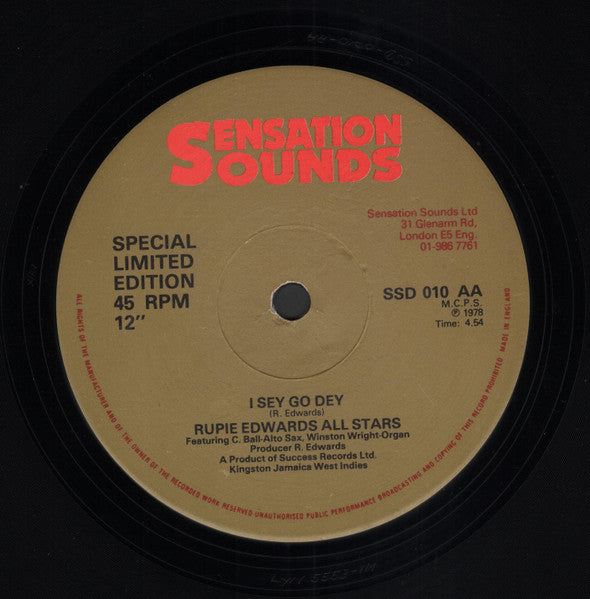 Rupie Edwards, Rupie Edwards All Stars : Ire Feelings (Skanga) / I Sey Go Dey (12", Ltd)