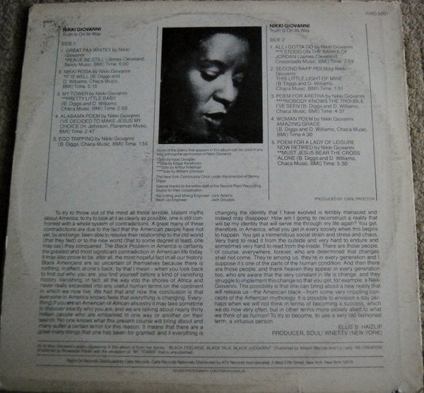 Nikki Giovanni And The New York Community Choir : Truth Is On Its Way (LP, Album)