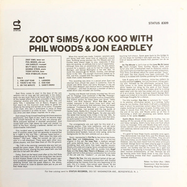 Zoot Sims With Jon Eardley & Phil Woods : Koo Koo (LP, Album, RE)