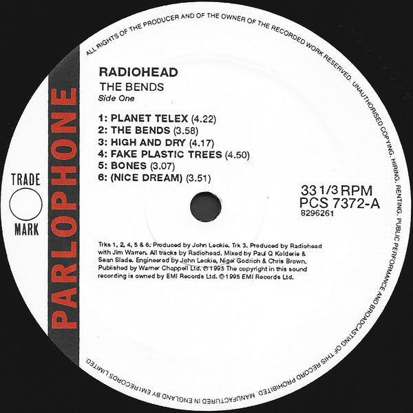 Radiohead : The Bends (LP, Album, RP)