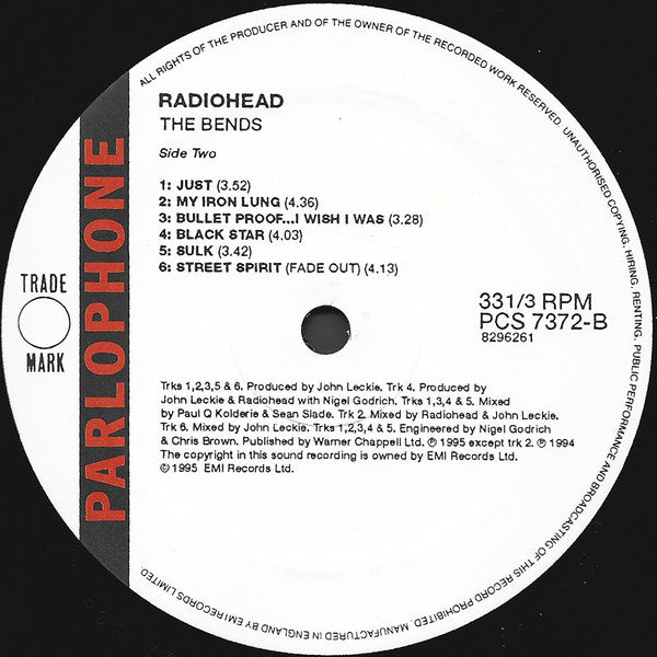 Radiohead : The Bends (LP, Album, RP)