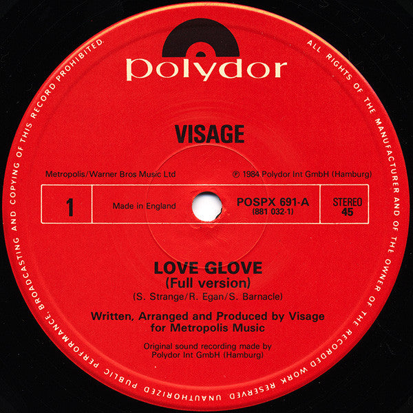 Visage : Love Glove (12", Single)