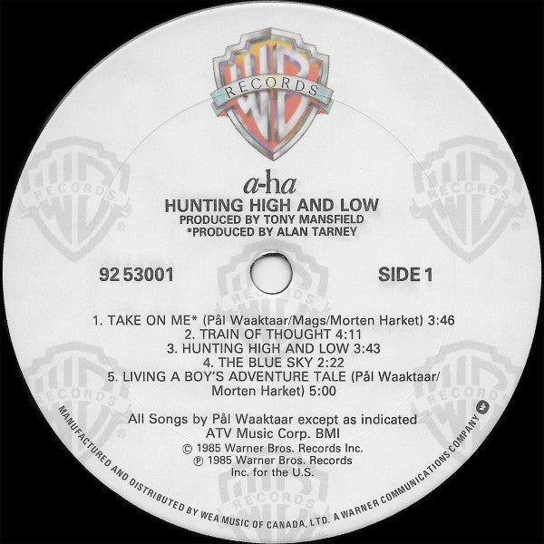 a-ha : Hunting High And Low (LP, Album, Don)