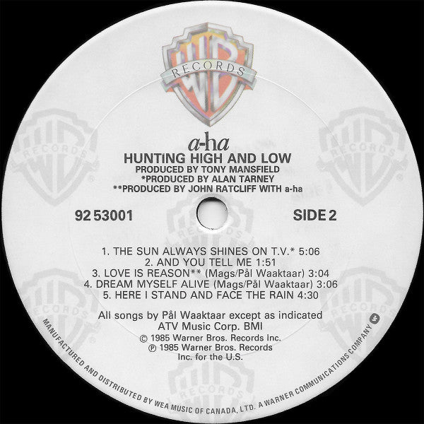 a-ha : Hunting High And Low (LP, Album, Don)