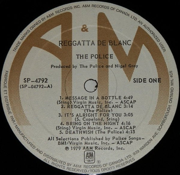 The Police : Reggatta De Blanc (LP, Album)