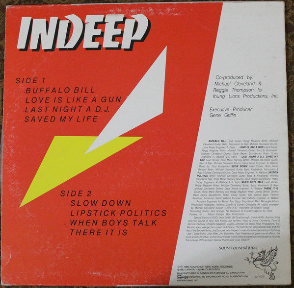 Indeep : Last Night A D.J. Saved My Life (LP, Album)