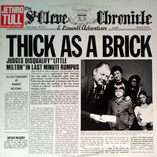 Jethro Tull : Thick As A Brick (LP, Album, RE, Gat)