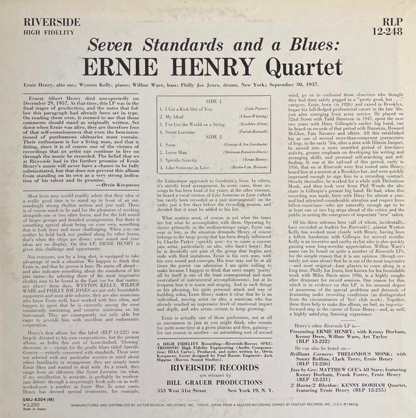 Ernie Henry Quartet : Seven Standards And A Blues (LP, Album, Mono, RE)