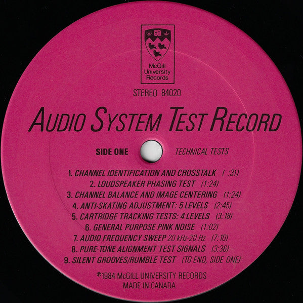 No Artist : Audio System Test Record (LP)