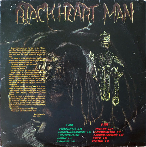 Bunny Wailer : Black Heart Man (LP, Album, Tri)