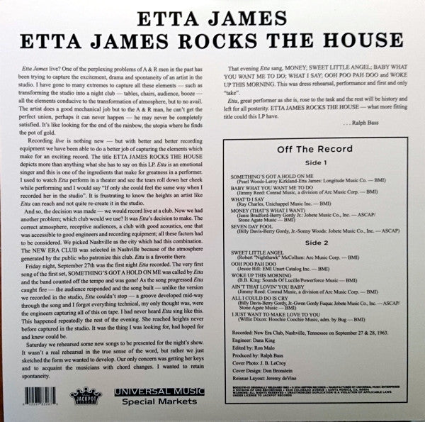 Etta James : Etta James Rocks The House (LP, Album, RM, Blu)