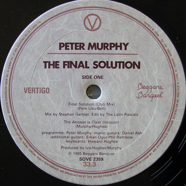 Peter Murphy : The Final Solution EP (12", EP)