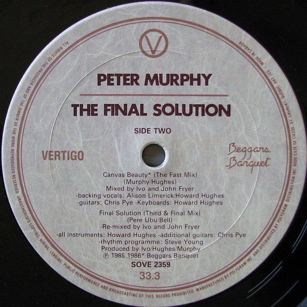Peter Murphy : The Final Solution EP (12", EP)