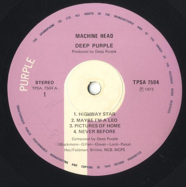 Deep Purple : Machine Head (LP, Album, Gat)
