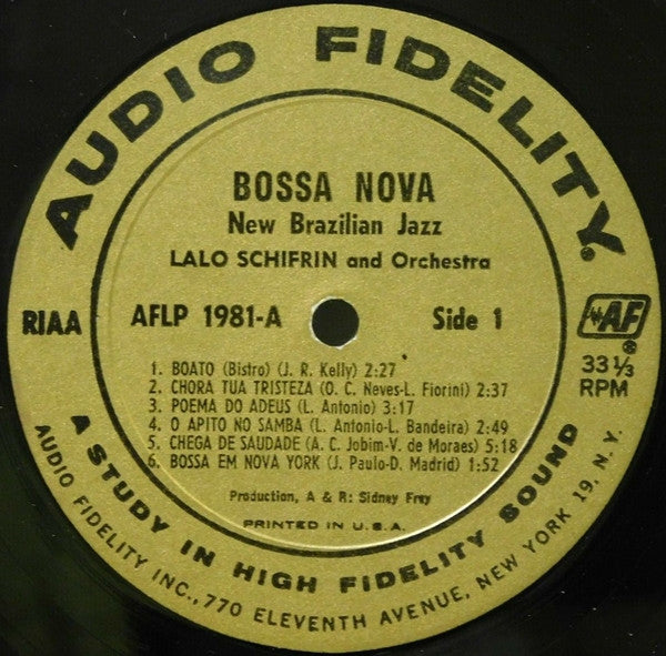 Lalo Schifrin & Orchestra : Bossa Nova (New Brazilian Jazz) (LP, Album, Mono)