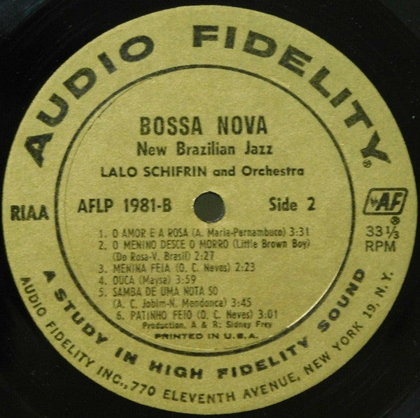 Lalo Schifrin & Orchestra : Bossa Nova (New Brazilian Jazz) (LP, Album, Mono)