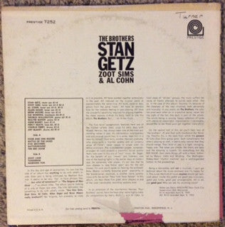 Stan Getz, Zoot Sims & Al Cohn : The Brothers (LP, Comp, RE, RM)