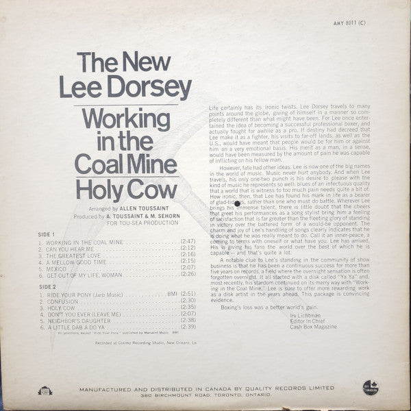 Lee Dorsey : Working In The Coal Mine - Holy Cow (LP, Album)