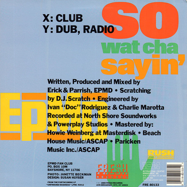 EPMD : So Wat Cha Sayin' (12")
