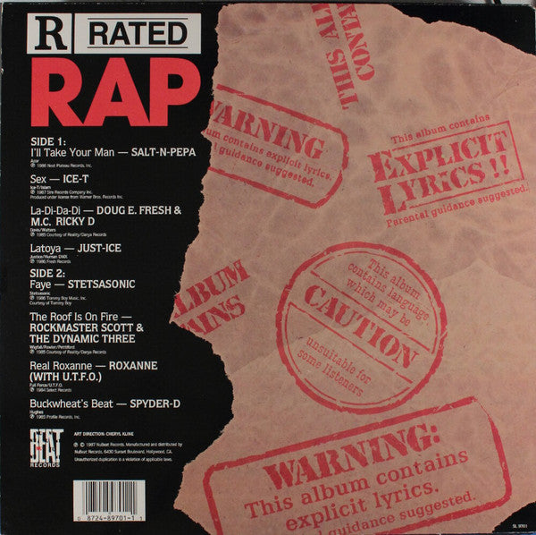 Various : R Rated Rap: Uncensored Versions Of Rap's Hottest Hits (LP, Comp)