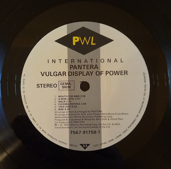 Pantera : Vulgar Display Of Power (LP, Album)